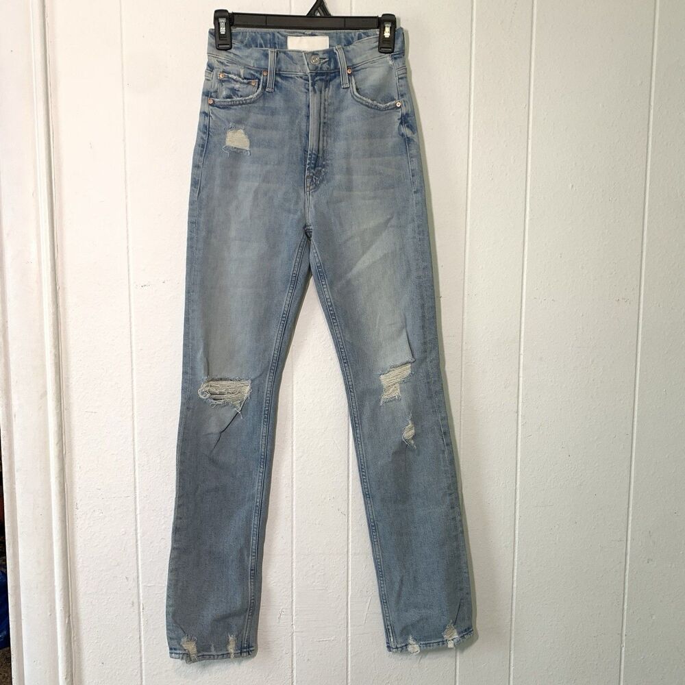 MOTHER Superior The Tomcat Jeans 25 Bless You Distressed High Rise Straight Leg